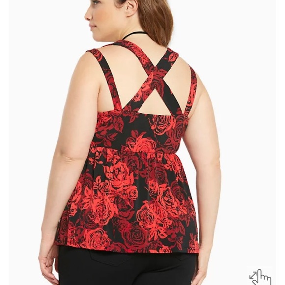 Torrid criss cross rose floral babydoll tank top size 5 NWT 🌹 - Picture 2 of 5